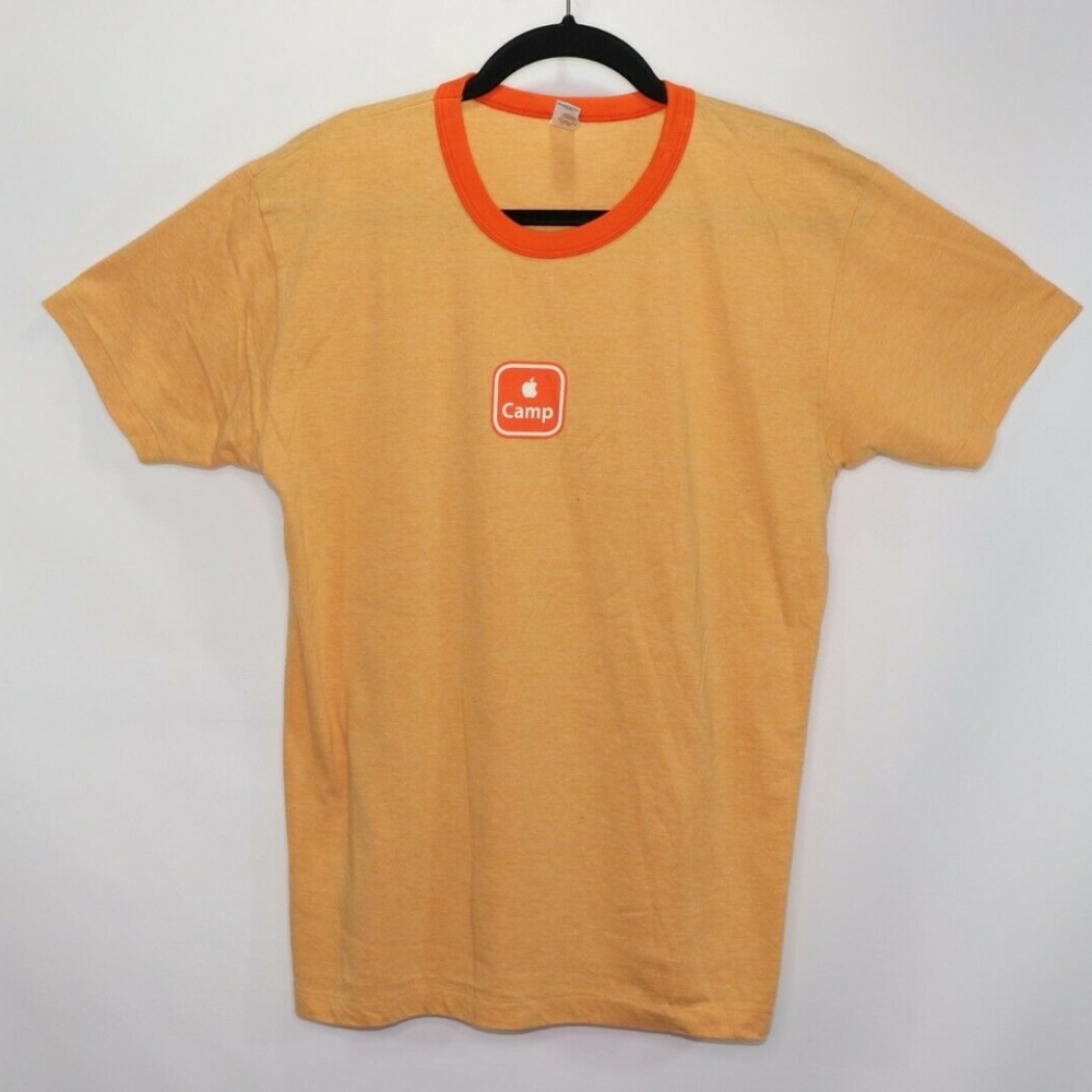 Apple Company Camp Spell Out Ringer Shirt Orange